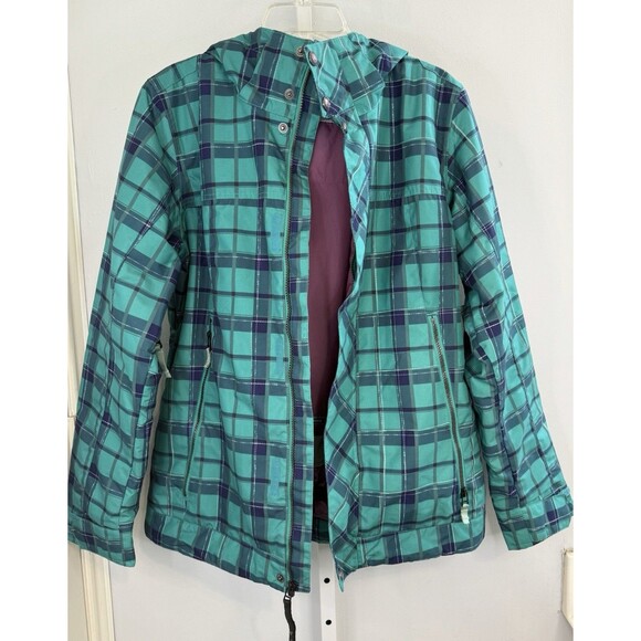 Burton The White Collection Women’s Snowboard Jacket Plaid Hooded L Dryride - Picture 1 of 13